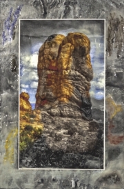 Altered Photo of Landscape with Encaustic