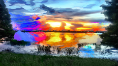 A photo digitally repainted and manipulated of a sunset.